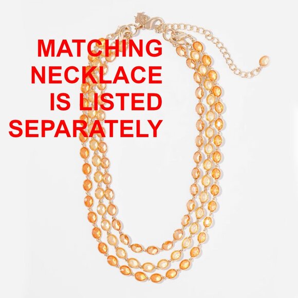 WHBM Gold + Peach Crystal Drop Linear Earrings MATCHING NECKLACE LISTED TOO - Picture 3 of 9